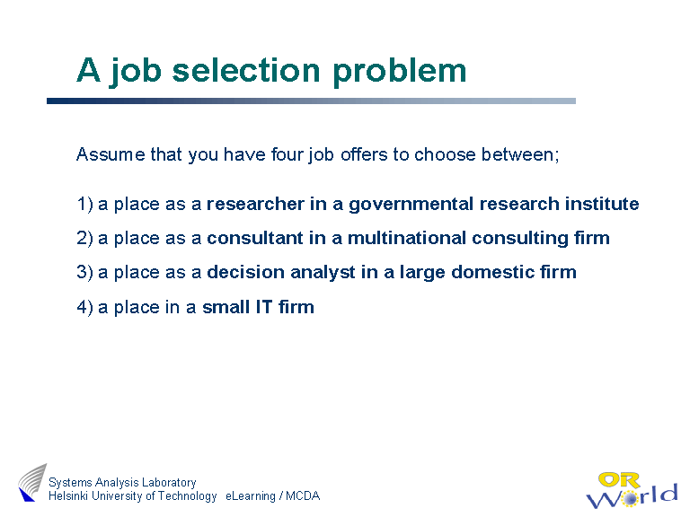 Selection job title has encountered a problem